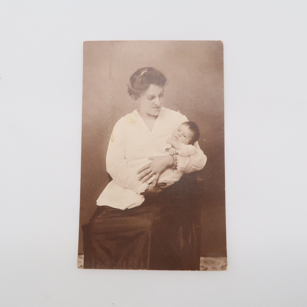 Antique Photograph Post Card Mother and Baby Penn Park Photograph Gallery RPPC